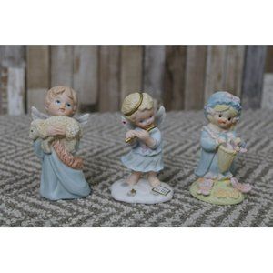 Lot of 3 Vintage Figurines - 2 Angels 1 Butterfly Girl